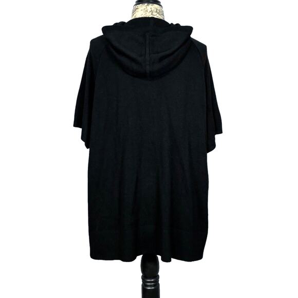 Lululemon Pullover Poncho XS-S Hooded Black Knit Side Slits Short Sleeve XS-S - Picture 4 of 9
